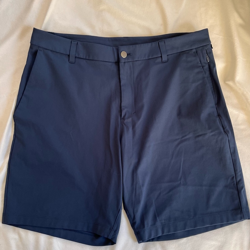 lululemon athletica Men’s Commission Classic Flat Front Shorts in Navy Blue